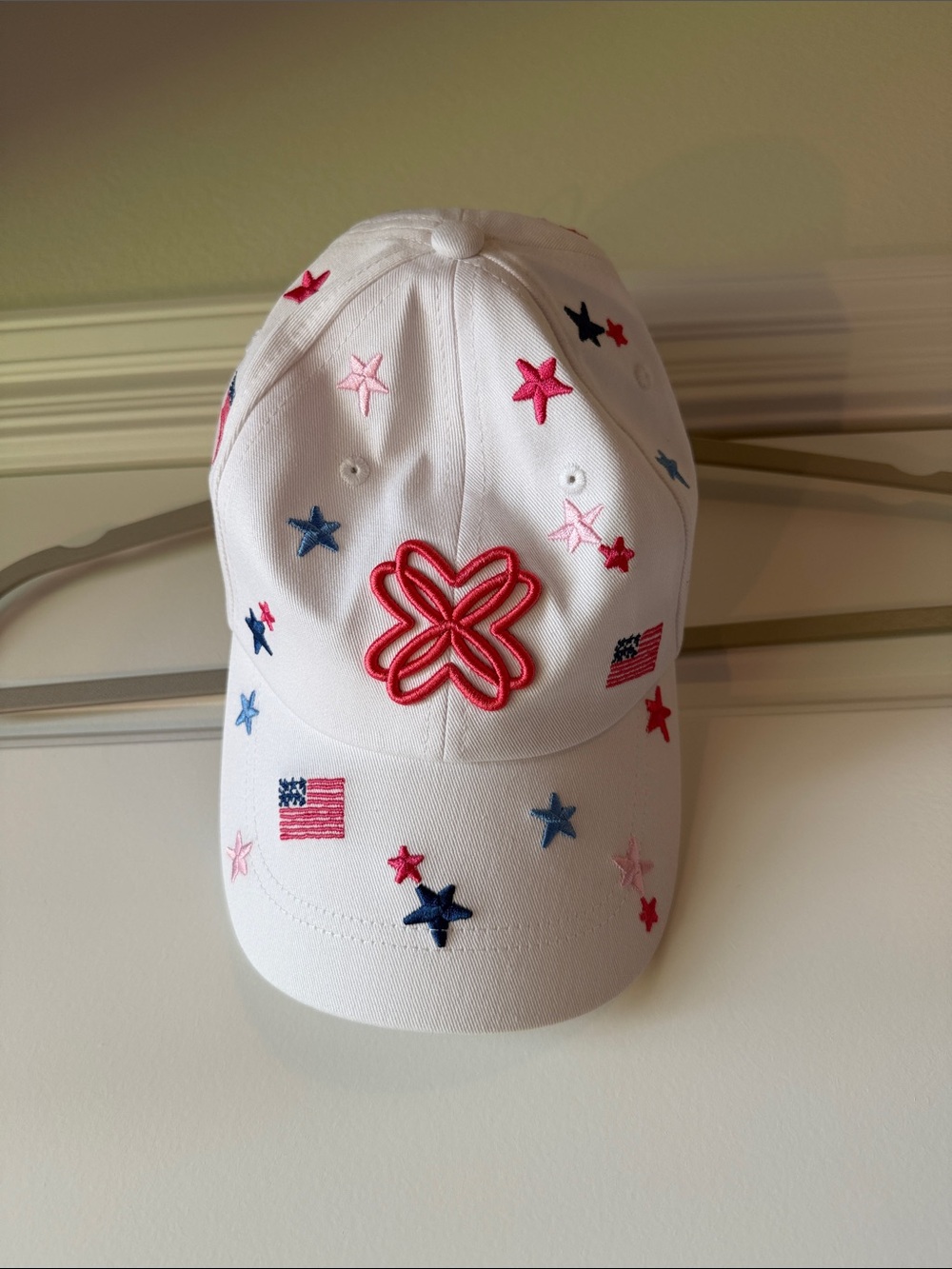 Lilly Pulitzer White Embroidered Patriotic Star Baseball Cap